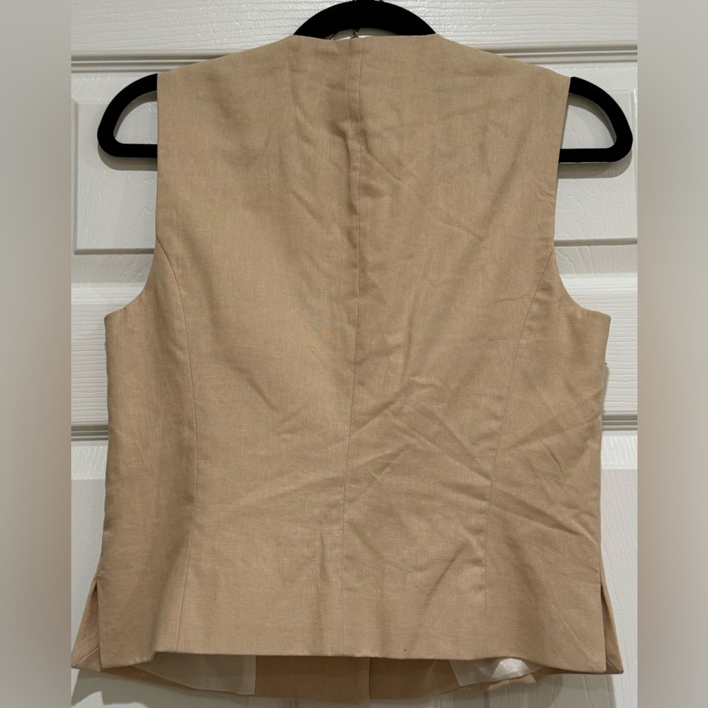 Zara Linen-Blend Vest with Bow Closures – Size S - Picture 4 of 7